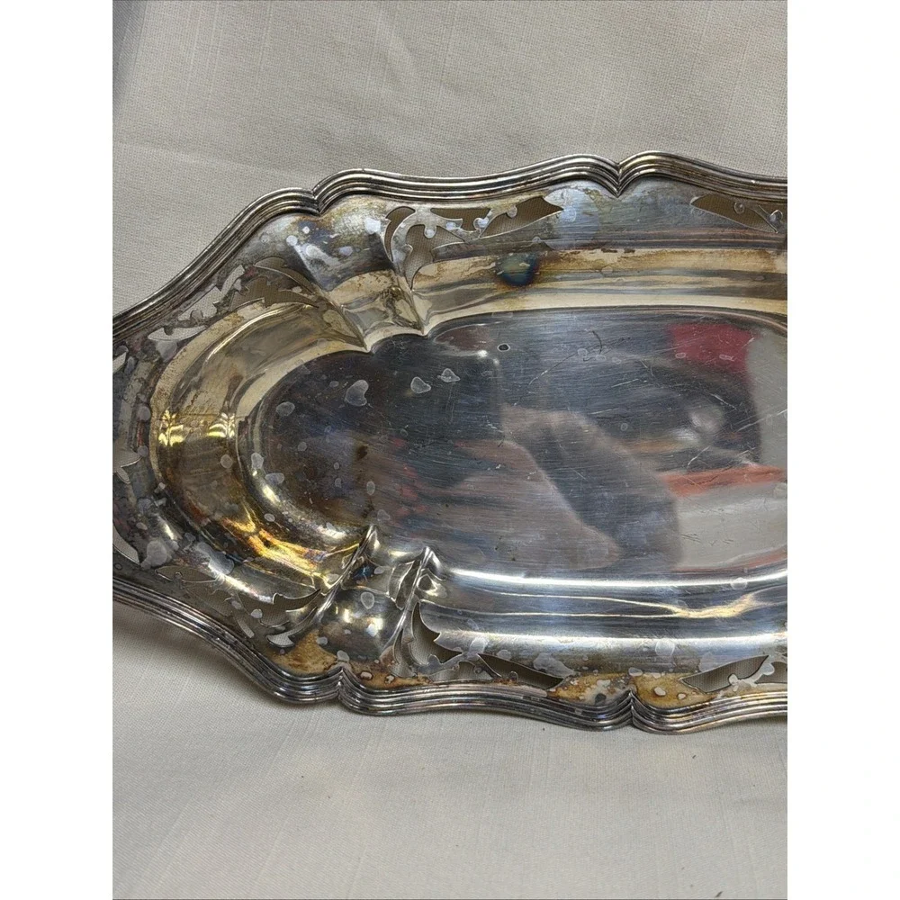 Vintage Silverplate Oval Serving Tray‎ Victorian Style sheffield reproduction